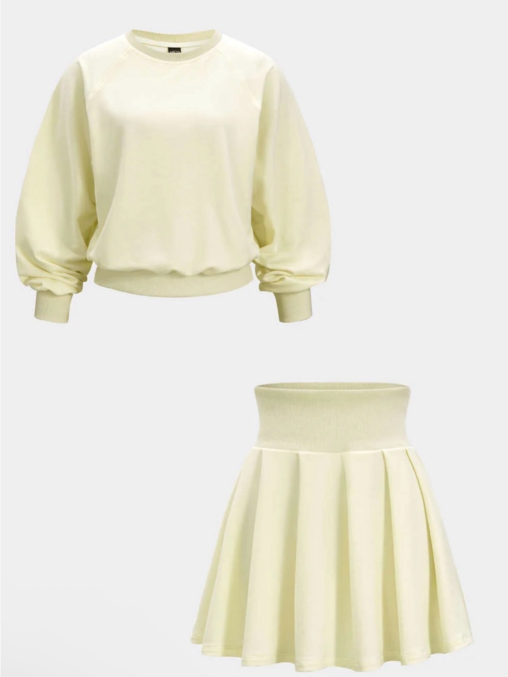 Long-Sleeve Top And Pleated Skirt Set